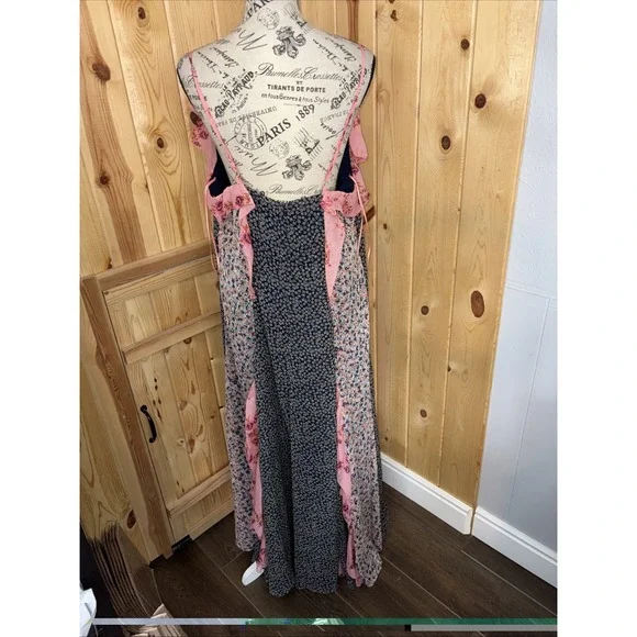 Anthropologie Sleeveless V-Neck Ruffle Midi Dress Size XL Floral Feminine Fairy - Picture 5 of 7